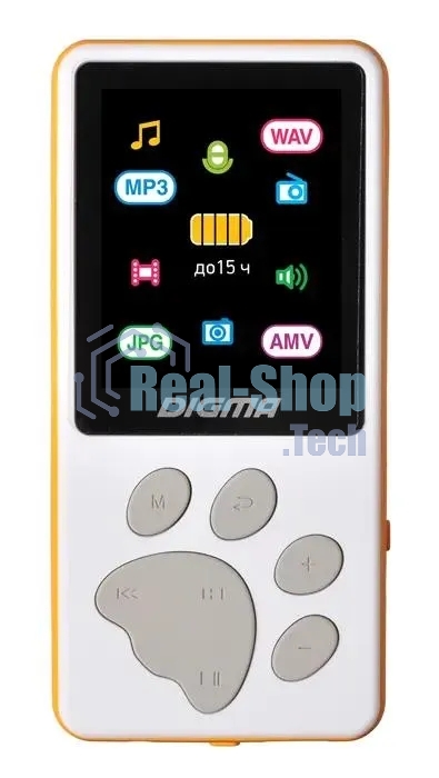 Плеер Hi-Fi Flash Digma S4 8Gb белый/оранжевый/1.8