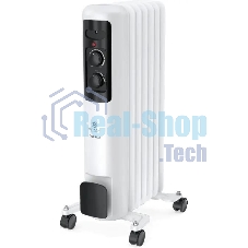 Обогреватель масляный Royal Clima Guarda ROR-GU7-1500M, с терморегулятором, 1500Вт, 6 секций, 3 режима, белый/серый