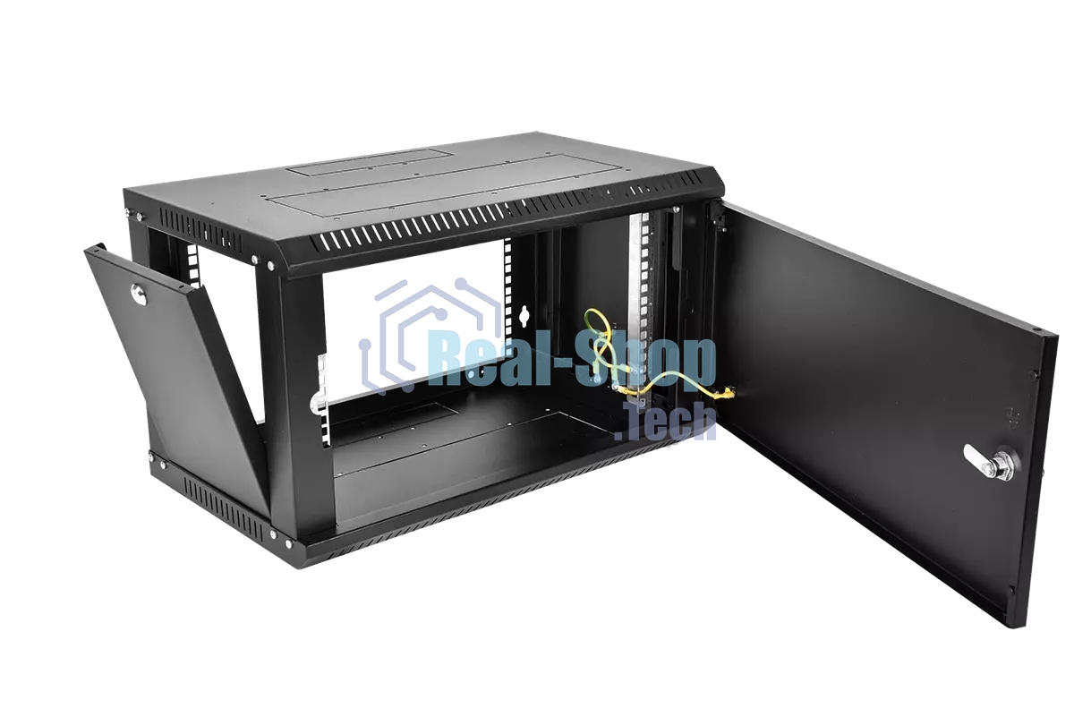 Шкаф телекоммуникационный настенный разборный ЦМО ЭКОНОМ 9U (600 x 520) дверь металл, черный (ШРН-Э-9.500.1-9005)