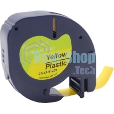 Картридж ленточный Cactus CS-LT-91202 черный шрифт, желтый фон (12 мм, 4 м) для Dymo Letra Tag LT-100H