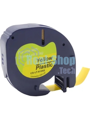 Картридж ленточный Cactus CS-LT-91202 черный шрифт, желтый фон (12 мм, 4 м) для Dymo Letra Tag LT-100H