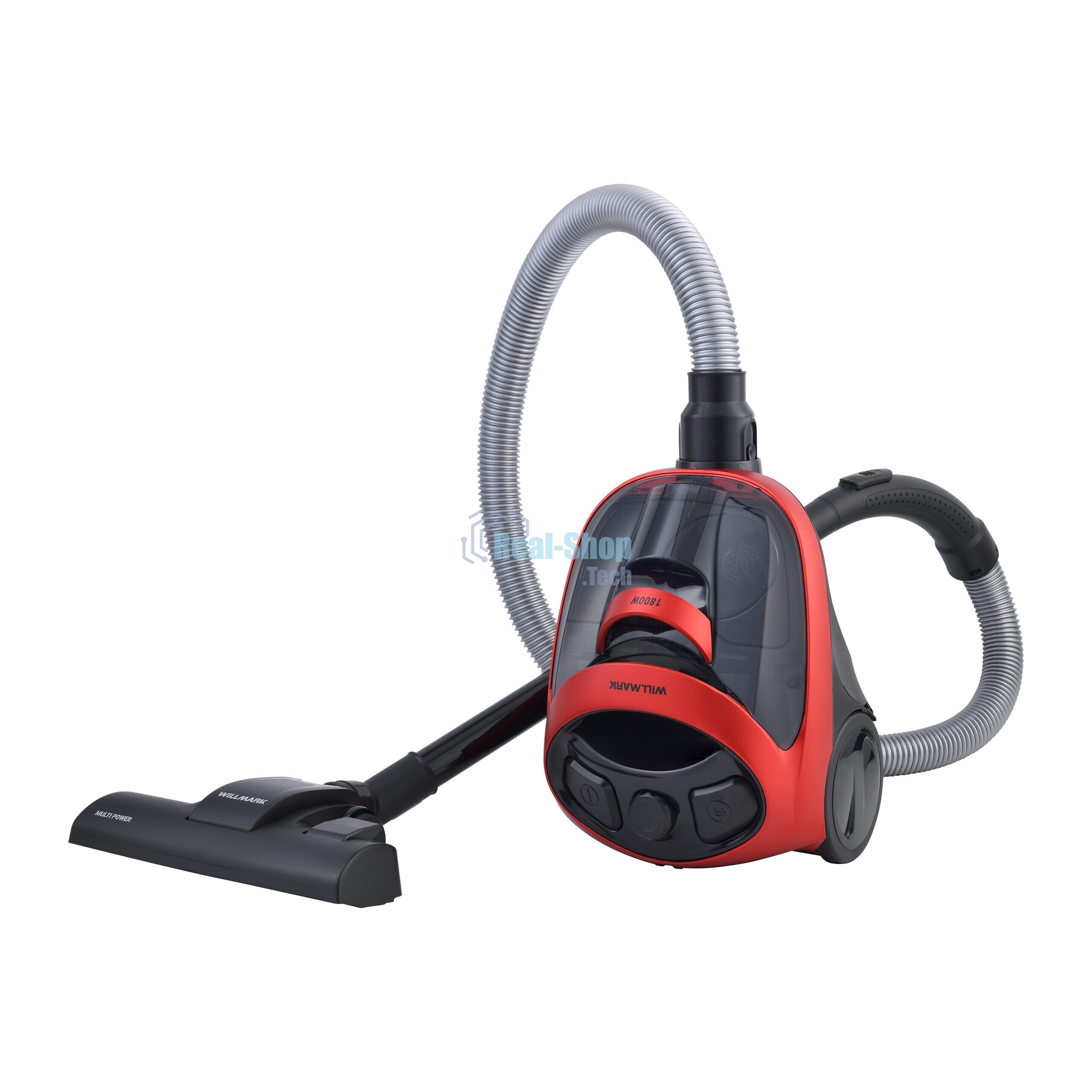 Пылесос Willmark VC-2255CYM красный, 380/1800 Вт, уборка сухая, пылесборник контейнер циклонного типа, 1.5 л