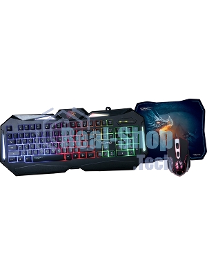 Игровой комплект Qumo Spirit Of Wisdom, клавиатура мышь проводная, оптическая коврик