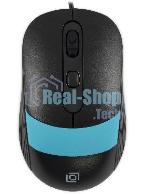 Мышь проводная Oklick 310M черный/синий, 2400 dpi, USB, кнопки - 4