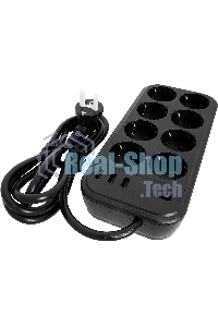 Сетевой фильтр Powercom SP-08 USB03AB 3,0 m 3.0м (8 розеток) черный (коробка)