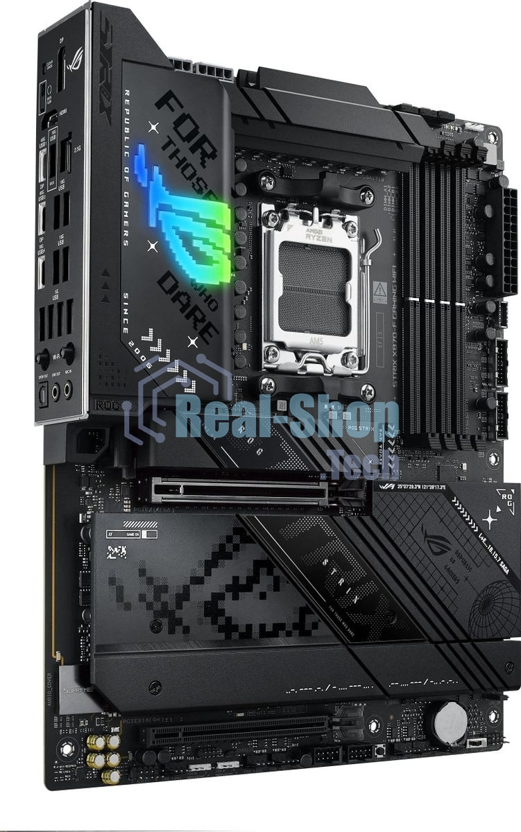 Материнская плата ASUS ROG STRIX X870-F GAMING WIFI, AM5, AMD X870, 4xDDR5, 2xSATA, 4xM.2, 1xPCI-E 5.0 x16, 1xPCI-E 4.0 x4, 1xHDMI, 1xDP, 2xUSB-C USB4, 1xUSB-C 10Gbps, 5xUSB-A 10Gbps, 4xUSB-A 5Gbps, 1x 2.5Gb LAN, 2x3.5 мм, 7.1, ATX