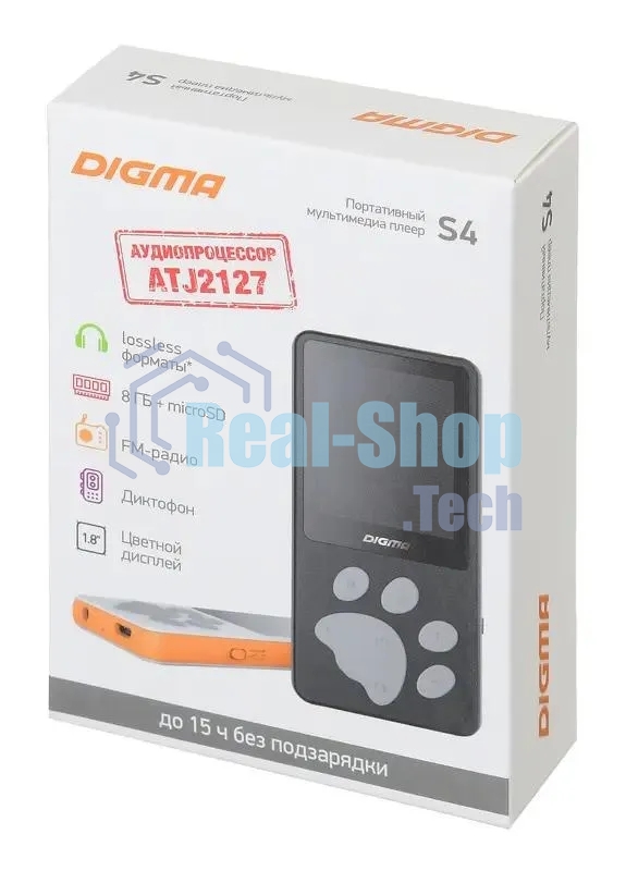 Плеер Hi-Fi Flash Digma S4 8Gb черный/серый/1.8