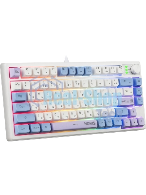 Клавиатура проводная игровая Defender Novis GK-318 RU,бел/гол,80кн+FN,радуж,1.5м