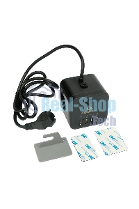 Сетевой фильтр Cablexpert Cube CUBE-3-U4-B-1.5, 3 р, 10А, 4хUSB, 1.5 м, ур.защиты 4+, черный, коробка