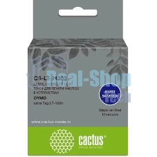 Картридж ленточный Cactus CS-LT-91203 черный шрифт, красный фон (12 мм, 4 м) для Dymo Letra Tag LT-100H