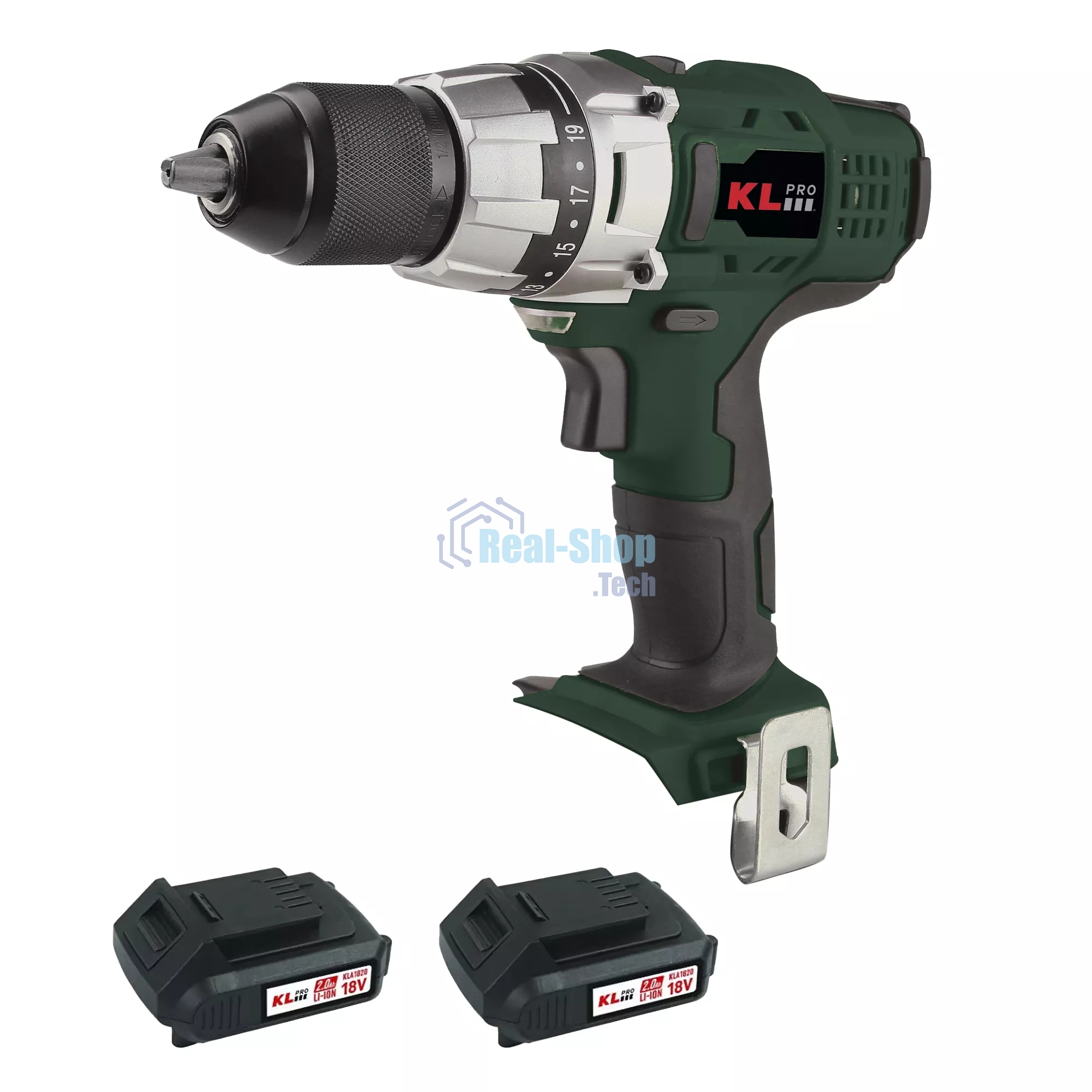 Профессиональный шуруповерт аккумуляторный Klpro KLNM18-20 (18В, Li-ion-2шт, 2.0А·ч, 40Нм, 2 скорости, подсветка, магнитная бита,З/У,в кейсе)