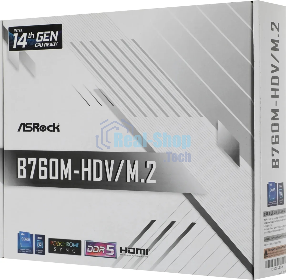 Материнская плата ASRock B760M-HDV/M.2, LGA 1700, Intel B760, 2xDDR5, 4xSATA, 2xM.2, 1xPCI-E 4.0 x16, 2xPCI-E x1, 1xDP, 1xHDMI, 1xVGA, 1x 2.5Gb LAN, 2xUSB-A 3.2 Gen 1, 3xUSB 2.0, 3x3.5 мм, 7.1, Micro-ATX