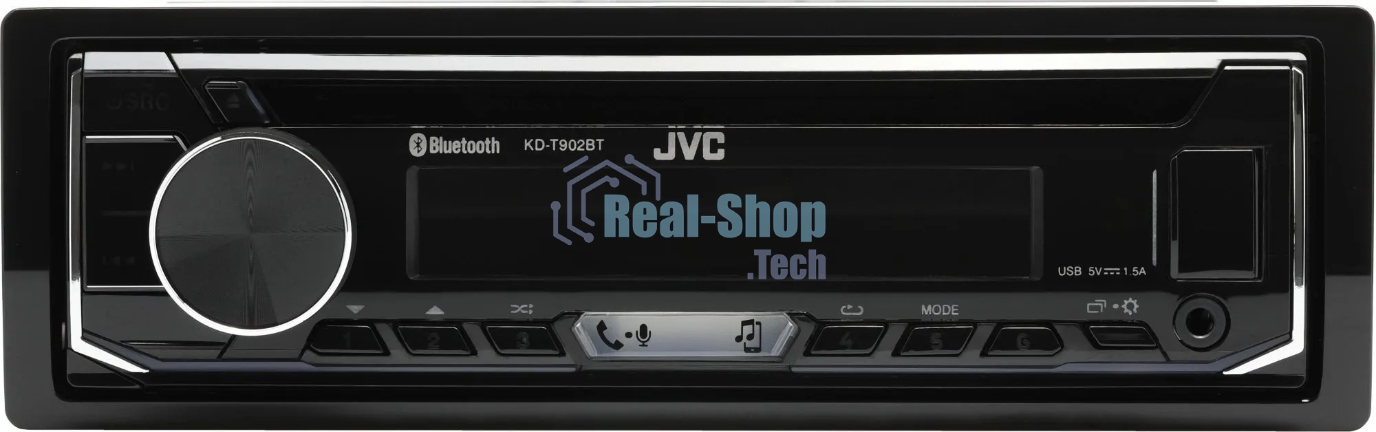 Автомагнитола JVC KD-T902BT, 1 DIN, CD, Bluetooth, USB Type-A, AUX, пульт ДУ, съёмная панель