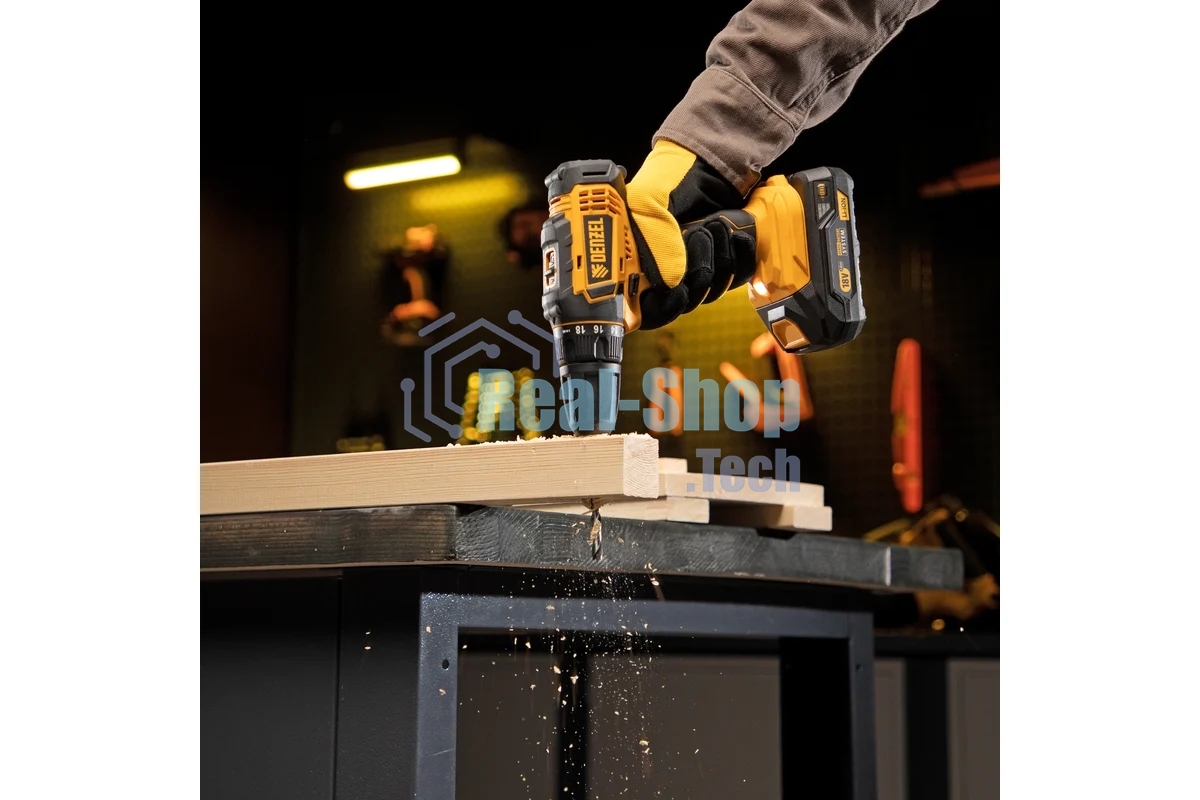 Дрель-шуруповерт аккумуляторная Denzel CDL-18-02BM, 18В, 2 АКБ, Кейс