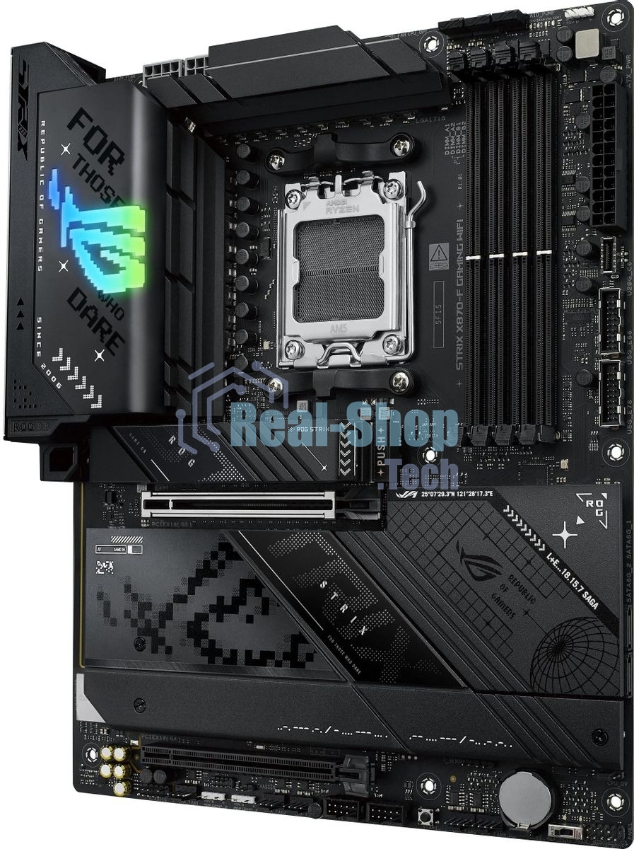 Материнская плата ASUS ROG STRIX X870-F GAMING WIFI, AM5, AMD X870, 4xDDR5, 2xSATA, 4xM.2, 1xPCI-E 5.0 x16, 1xPCI-E 4.0 x4, 1xHDMI, 1xDP, 2xUSB-C USB4, 1xUSB-C 10Gbps, 5xUSB-A 10Gbps, 4xUSB-A 5Gbps, 1x 2.5Gb LAN, 2x3.5 мм, 7.1, ATX