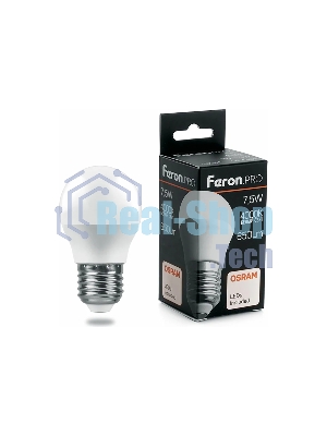 Лампа светодиодная Feron PRO LB-1407 7.5Вт Е27 белый матовый шар