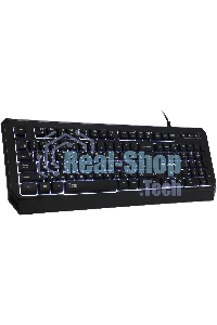 Клавиатура проводная Qumo office BASE K59, 104 клавиши, подсветка белого цвета, плетеный кабель, golden USB