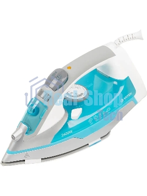 Утюг Vitek VT-1258 В бирюзовый/серебристый, 2400 Вт, 40 г/мин, 140 г/мин, 300 мл