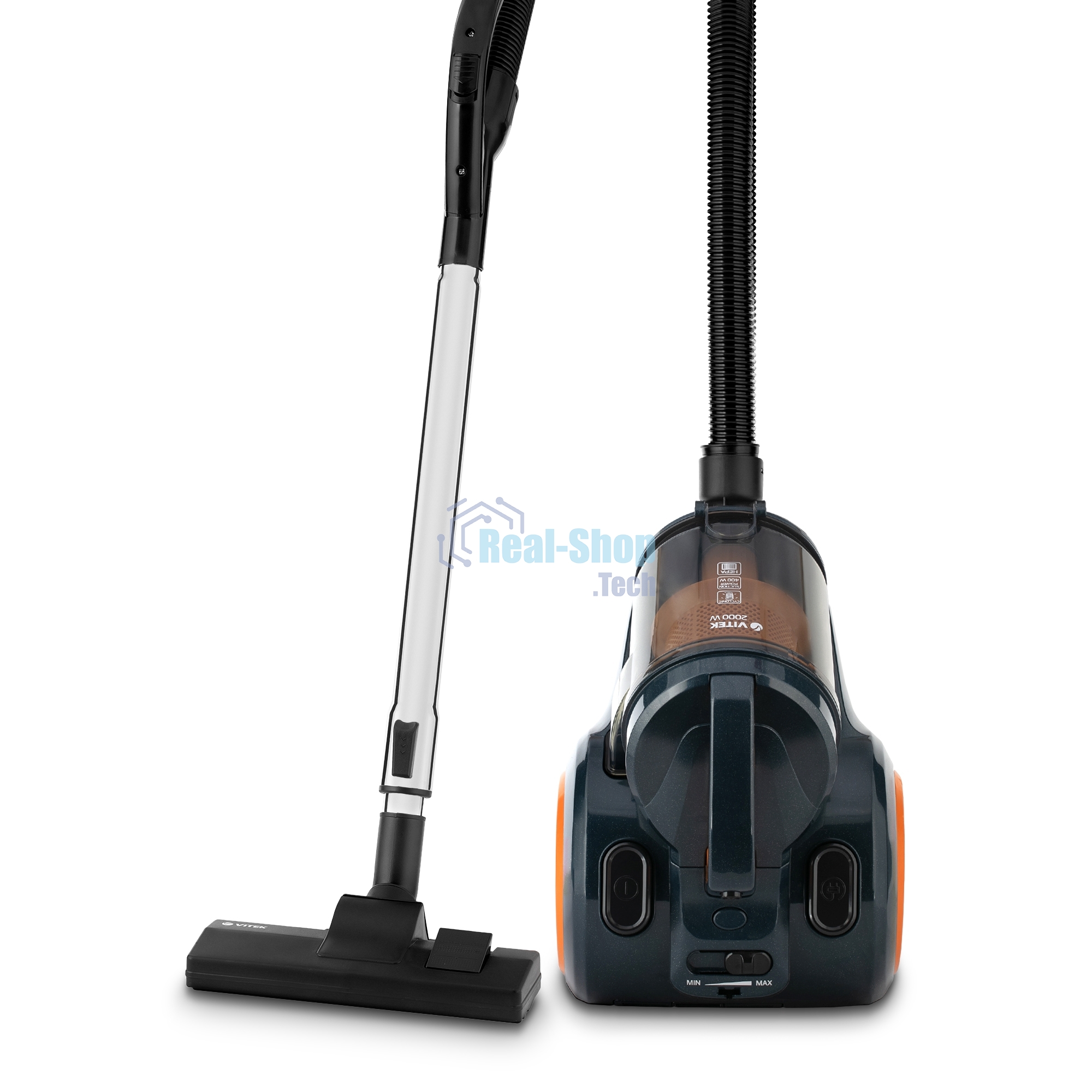 Пылесос Vitek VT-1894 оранжевый, питание от сети, 400 Вт, уборка сухая, пылесборник 2.5 л