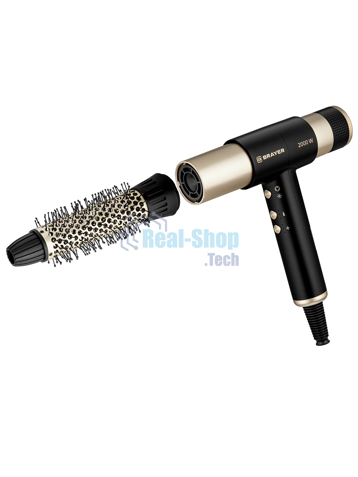 Фен-мультистайлер BRAYER BR3308 черный/золотистый, 2000 Вт, 25/32 мм