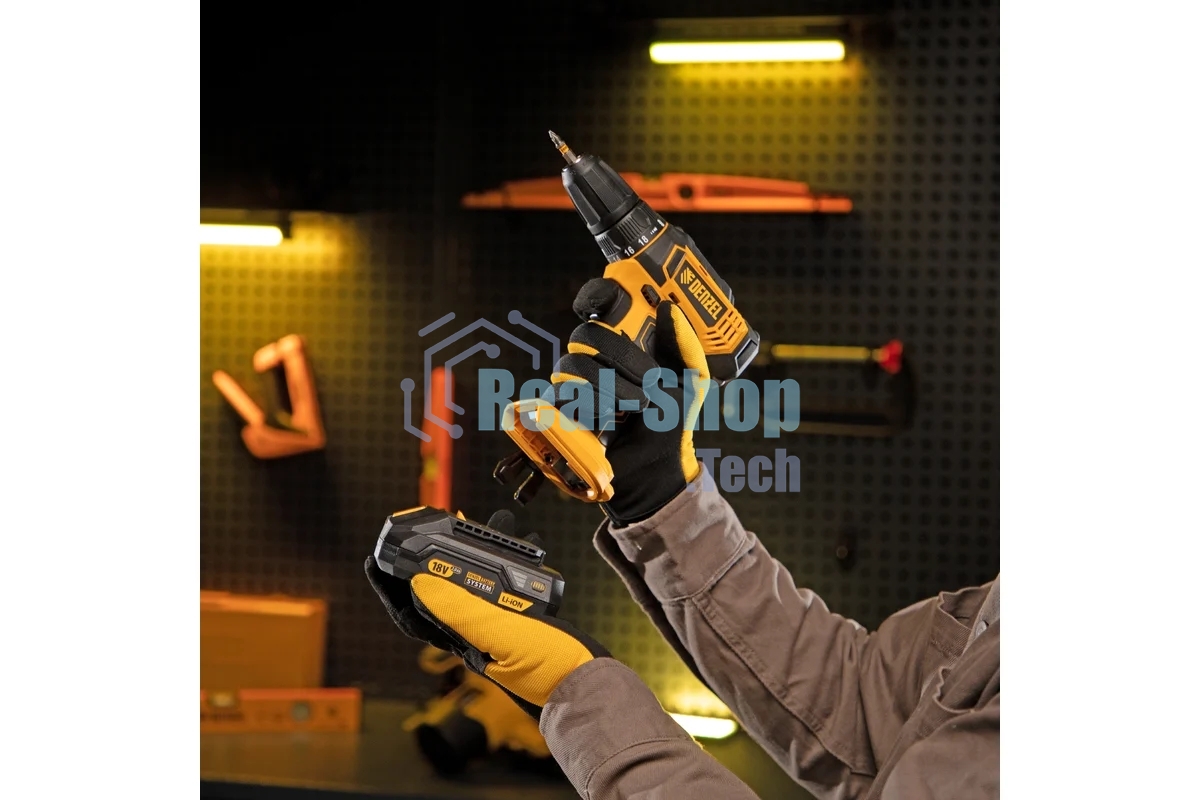 Дрель-шуруповерт аккумуляторная Denzel CDL-18-02BM, 18В, 2 АКБ, Кейс