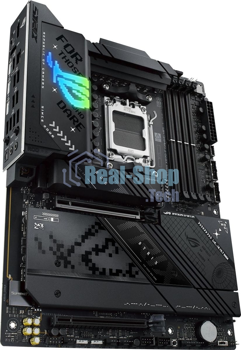 Материнская плата ASUS ROG STRIX X870-F GAMING WIFI, AM5, AMD X870, 4xDDR5, 2xSATA, 4xM.2, 1xPCI-E 5.0 x16, 1xPCI-E 4.0 x4, 1xHDMI, 1xDP, 2xUSB-C USB4, 1xUSB-C 10Gbps, 5xUSB-A 10Gbps, 4xUSB-A 5Gbps, 1x 2.5Gb LAN, 2x3.5 мм, 7.1, ATX