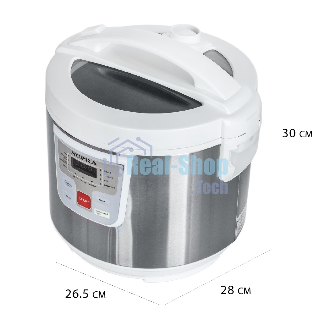 Мультиварка SUPRA MCS-4114 серебристый/белый, 5 л, 900 Вт, управление - кнопки, программ - 11