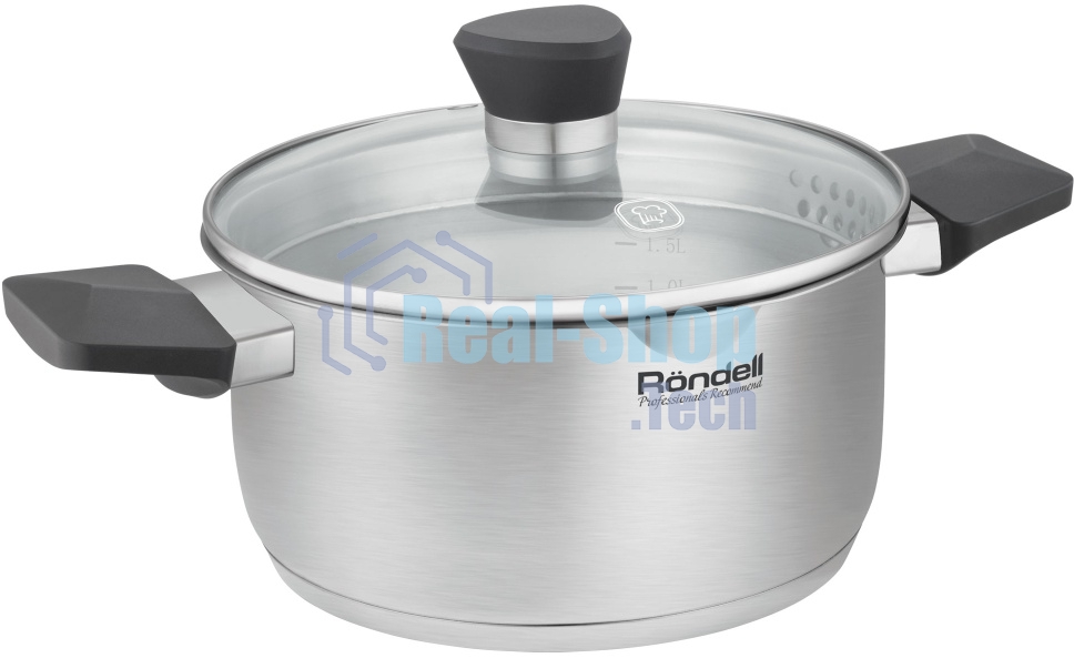Кастрюля Rondell Strike Grey Ultra RDS-1947 2 л. d=18 см (с крышкой) сталь