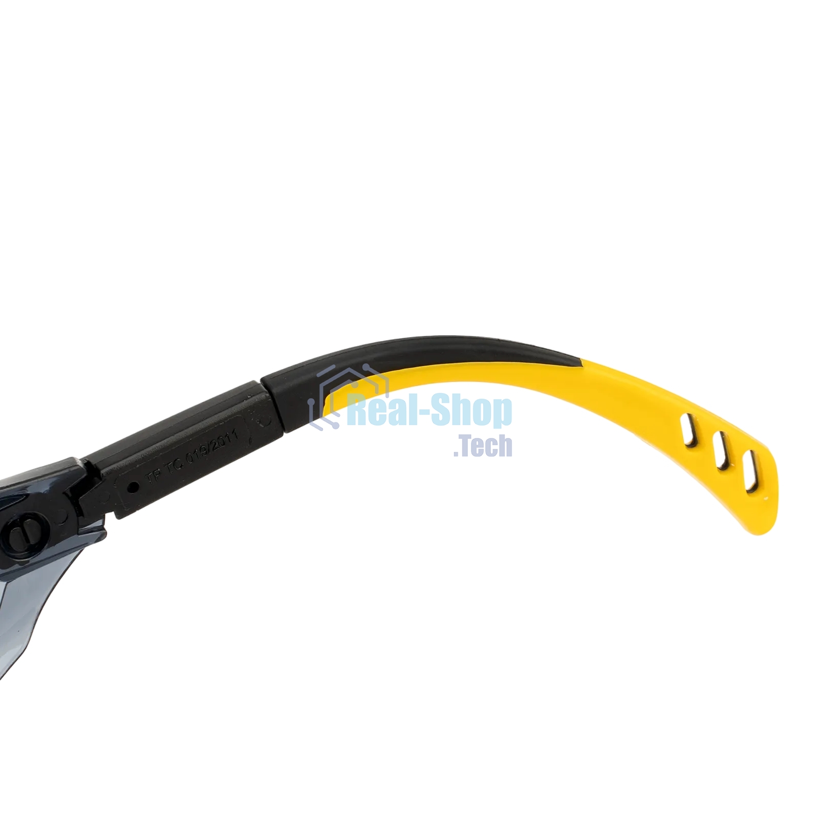 Очки защитные Denzel открытые, поликарбонатные, увеличенная дымчатая линза, регулируемые дужки