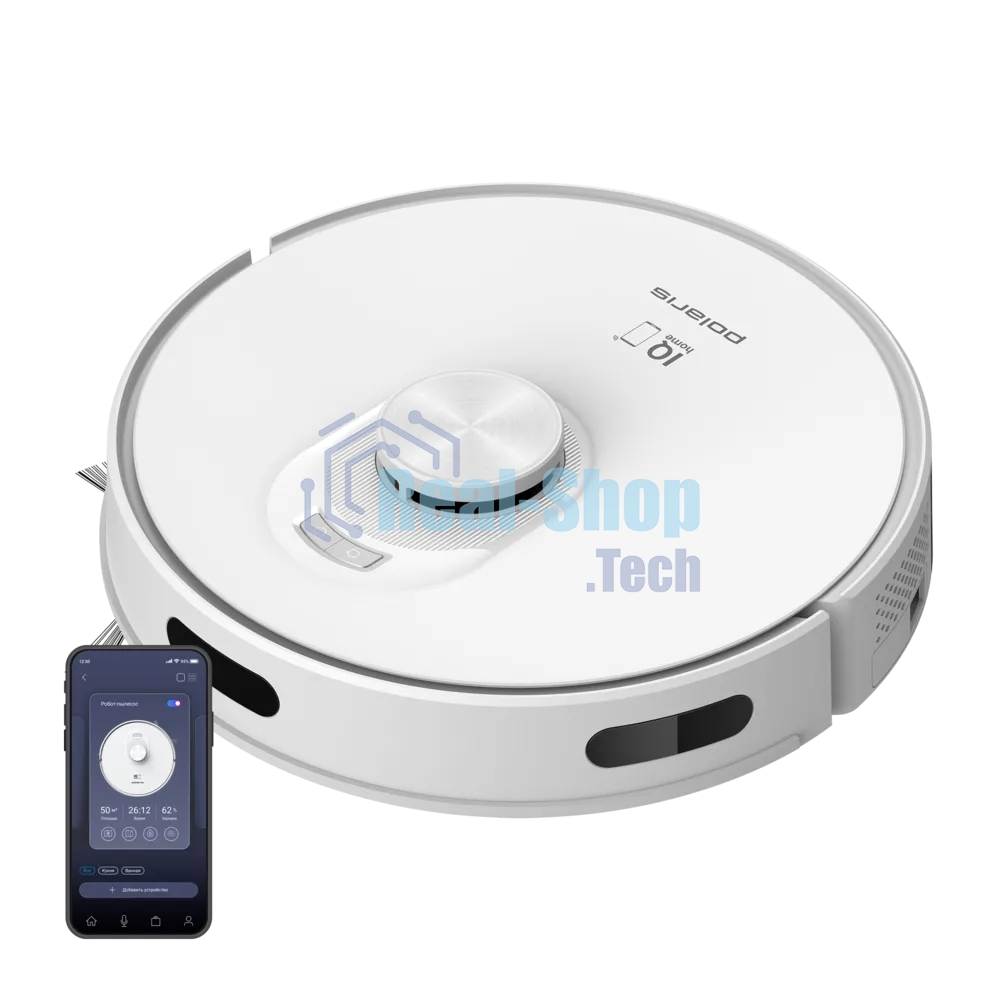 Робот-пылесос Polaris PVCR G2 5001 WI IQ HOME белый, 5100 мАч Li-ion, уборка сухая/влажная, пылесборник контейнер 0,4 л