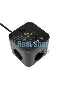 Сетевой фильтр Cablexpert Cube CUBE-3-U4-B-1.5, 3 р, 10А, 4хUSB, 1.5 м, ур.защиты 4+, черный, коробка