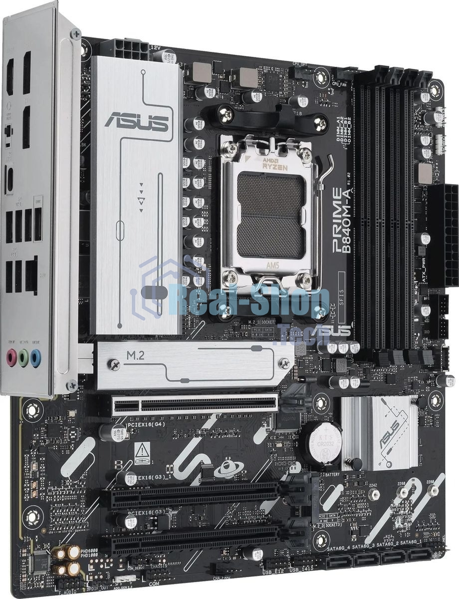 Материнская плата ASUS PRIME B840M-A-CSM, AM5, AMD B840, 4xDDR5, 4xSATA, 3xM.2, 1xPCI-E 4.0 x16, 2xPCI-E 3.0 x16, 1xRealtek 2.5Gb LAN, 2xUSB-A 10Gbps, 1xUSB-C 5Gbps, 4xUSB-A 2.0, 3x3.5 мм, 7.1, micro-ATX
