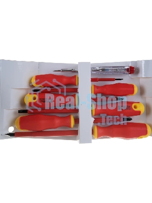 Набор отверток Сибртех диэлектрических до 1000в тестер crv двухкомпонентные рукоятки (7 шт.)