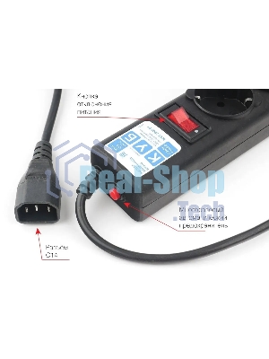 Сетевой фильтр PowerCube, PC 3м, 5р, черный граф. 10А, UPS(C14), SPG5-B3