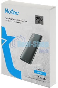 Внешний SSD Netac Z SLIM, 250 Gb, USB 3.2 Gen 2 Type-C, R/W 550/480, черный