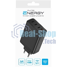 Сетевое зарядное устройство Qumo Energy Charger GaN PD 100 Вт, USB-A + 3 USB Type-C, (0100), черный