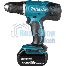 Дрель-шуруповерт Makita DDF453RFE, 18 В, 3 Ач, 42 Нм, щеточный