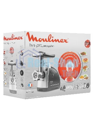 Мясорубка электрическая Moulinex ME688832 черный, 2200 Вт, 4.5 кг/мин, реверс, насадки - 6