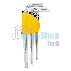 Набор шестигранных ключей с шаром Deli DL3088 9 шт. Размер: 1,5-10 мм. Материал: Cr-V. Шаровой конец. Хромированный.