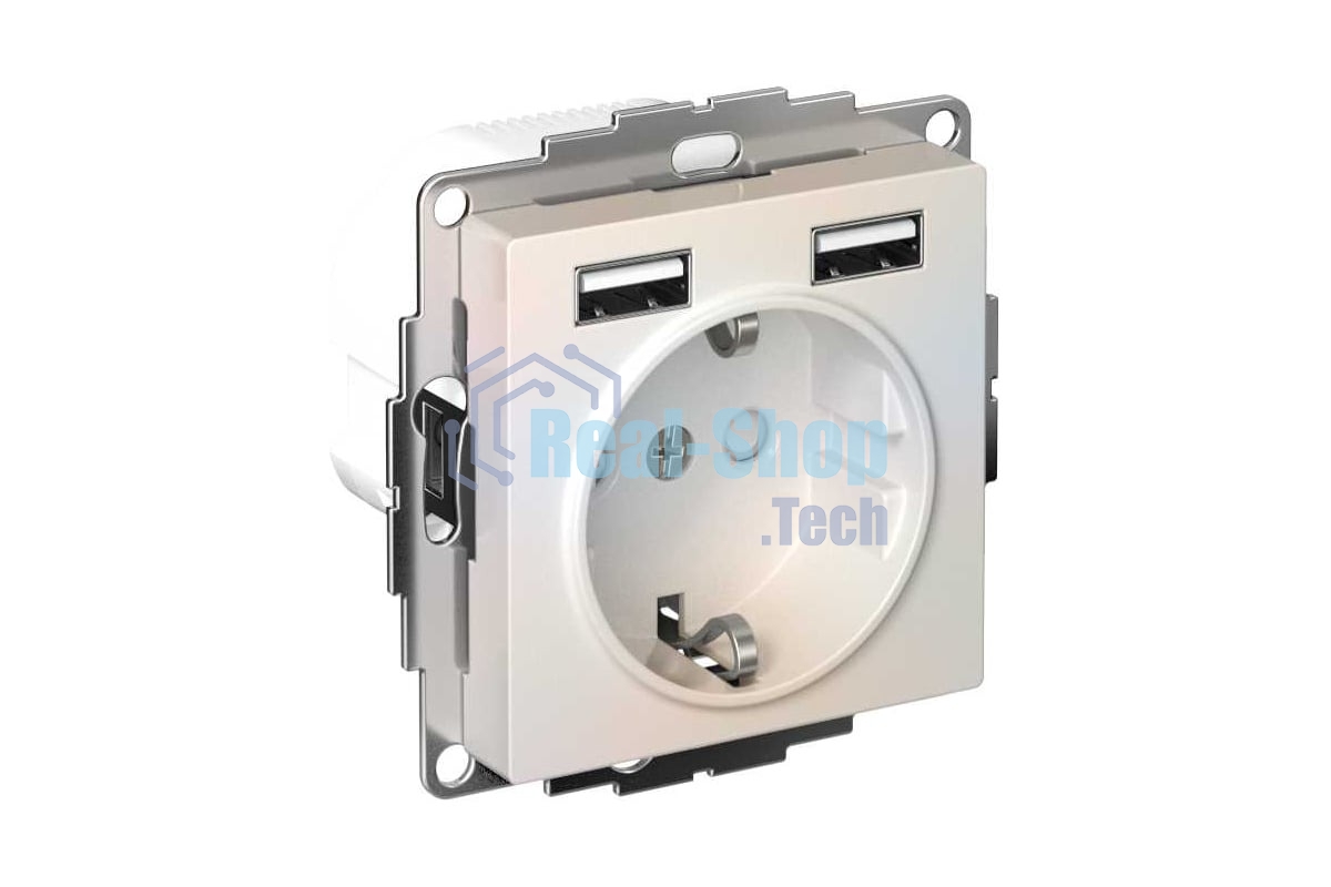 Розетка SE AtlasDesign Жемчуг SO + USB A+A, 5В/2,4А, 2х5В/1,2А, механизм
