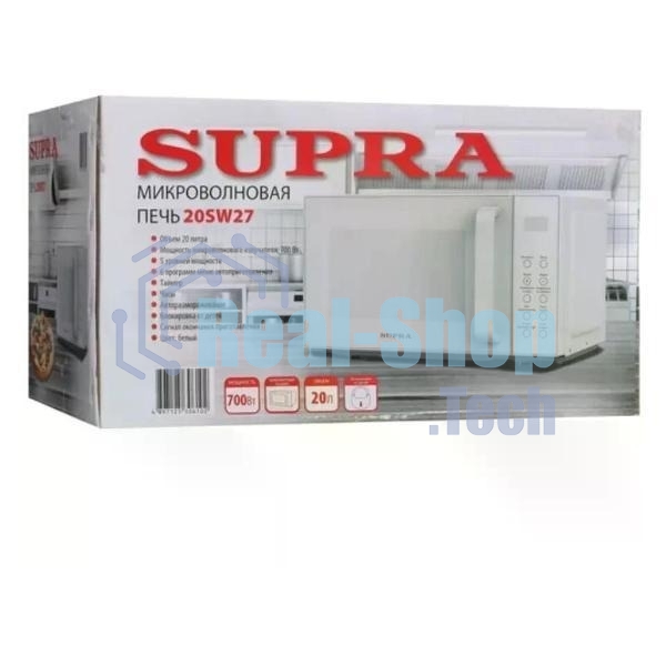 Микроволновая печь SUPRA 20SW27 белый, 20 л, 700 Вт, переключатели - сенсор