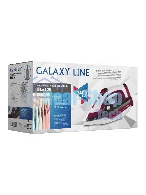 Утюг Galaxy Line GL 6108 бордовый/белый, 2400 Вт, 50 г/мин, 230 г/мин, 500 мл