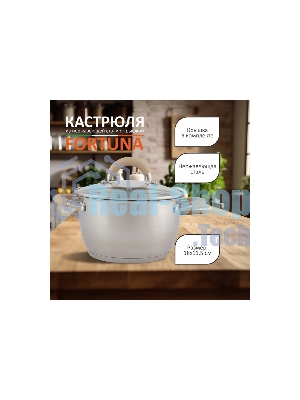 Кастрюля MALLONY Fortuna нержавеющая сталь, со стеклянной крышкой, матовый корпус ручки с силиконом, 2,5 л