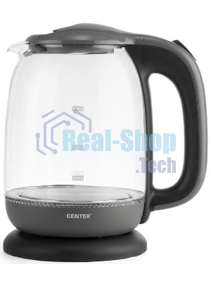 Чайник Centek CT-0034 (серый) Vancouver стекло, 1.8л, 2200Вт, внутренняя LED подсветка, кнопка