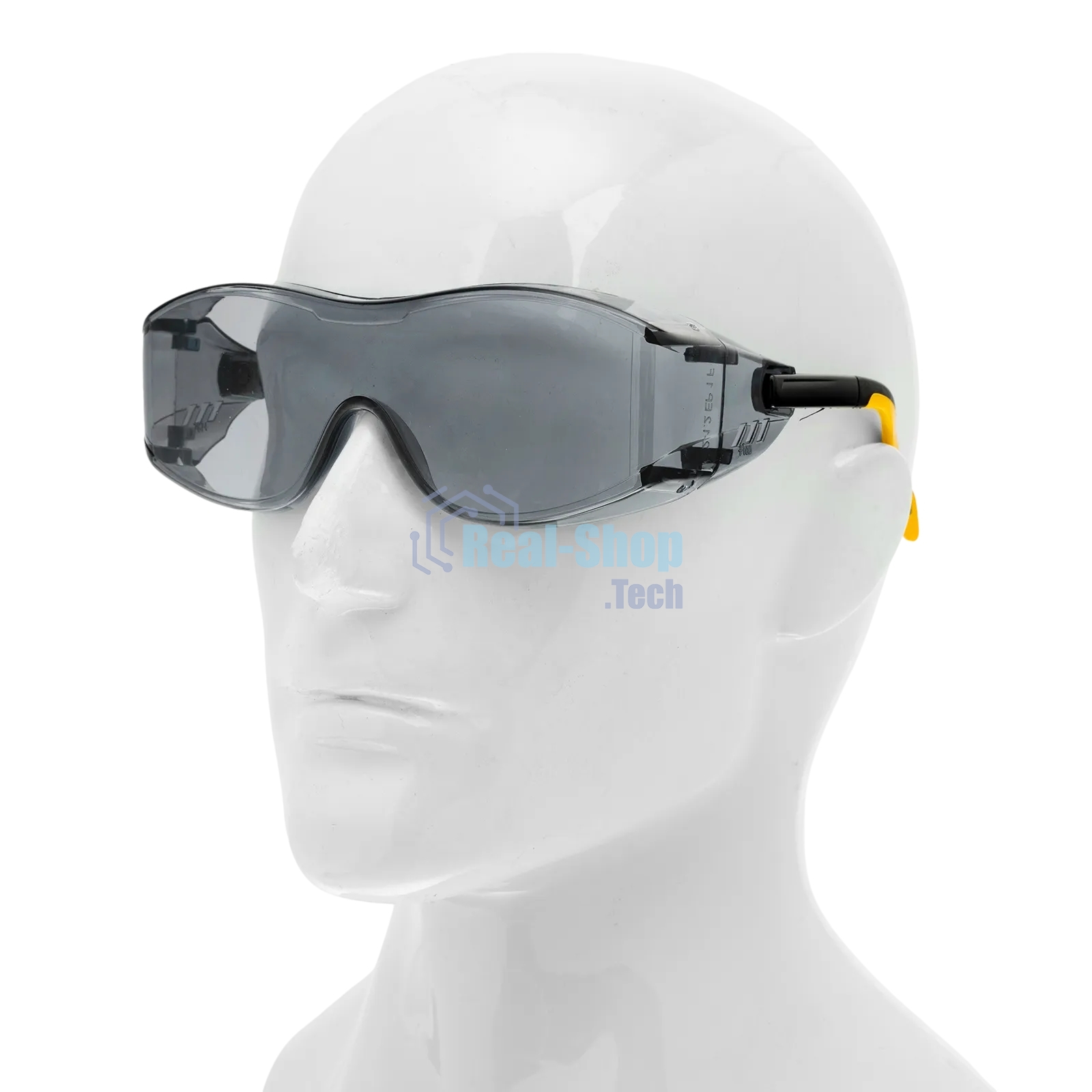 Очки защитные Denzel открытые, поликарбонатные, увеличенная дымчатая линза, регулируемые дужки