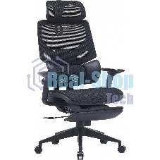 Кресло компьютерное Cactus CS-CHR-MC01-BK черный, сетка, эко.кожа, с подголов. крестов. пластик