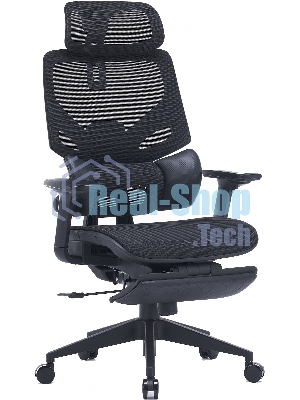 Кресло компьютерное Cactus CS-CHR-MC01-BK черный, сетка, эко.кожа, с подголов. крестов. пластик
