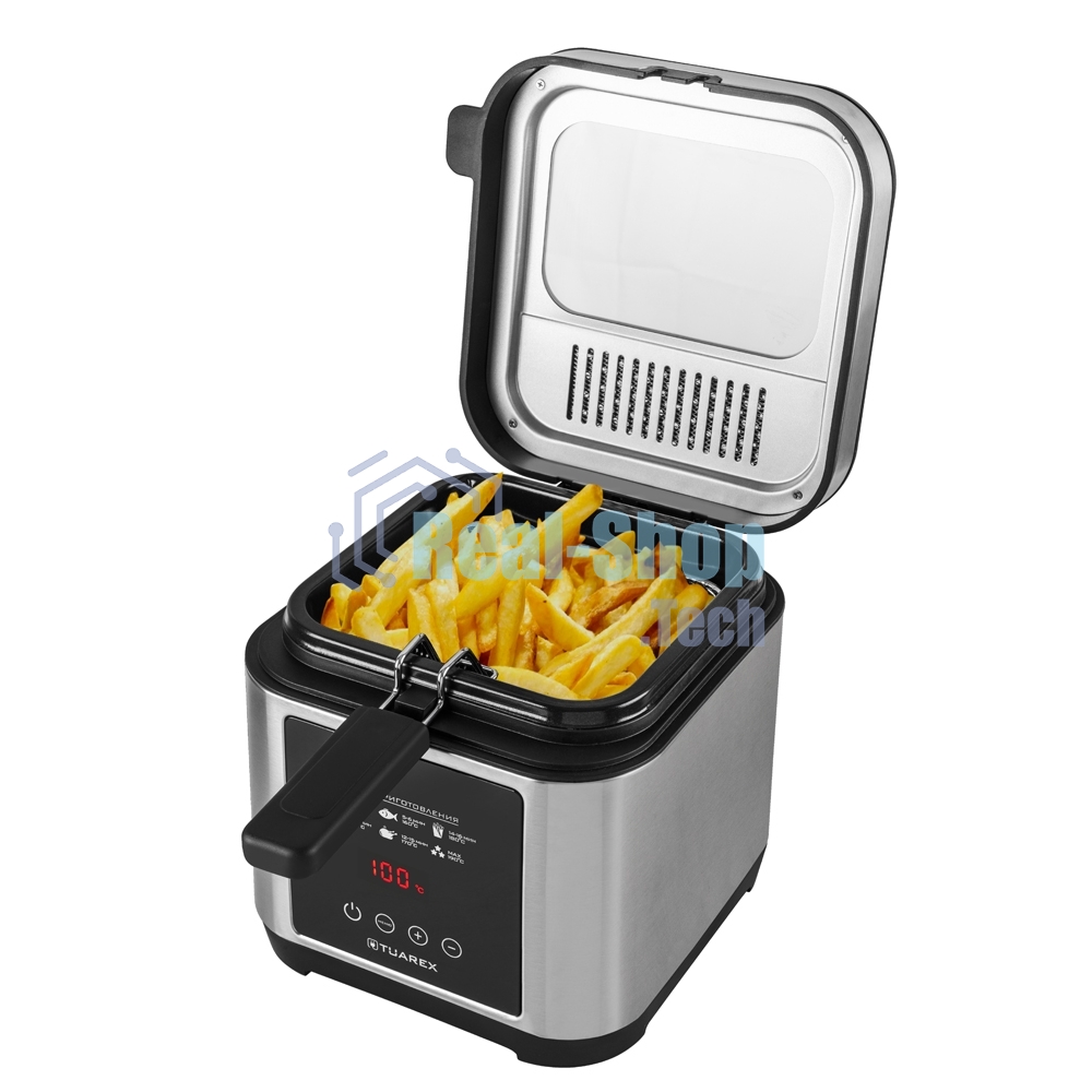 Фритюрница электрическая Tuarex AG-3501 черный/стальной, мощность 2000 Вт, сенсорное управление, объем масла 2,5 л, регулир. темп, 4 шт/уп.