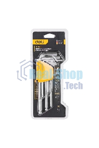 Набор шестигранных ключей с шаром Deli DL3088 9 шт. Размер: 1,5-10 мм. Материал: Cr-V. Шаровой конец. Хромированный.