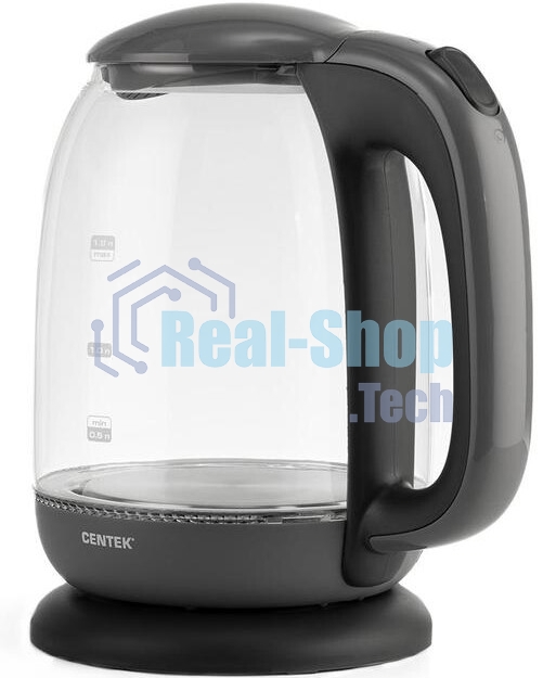 Чайник Centek CT-0034 (серый) Vancouver стекло, 1.8л, 2200Вт, внутренняя LED подсветка, кнопка